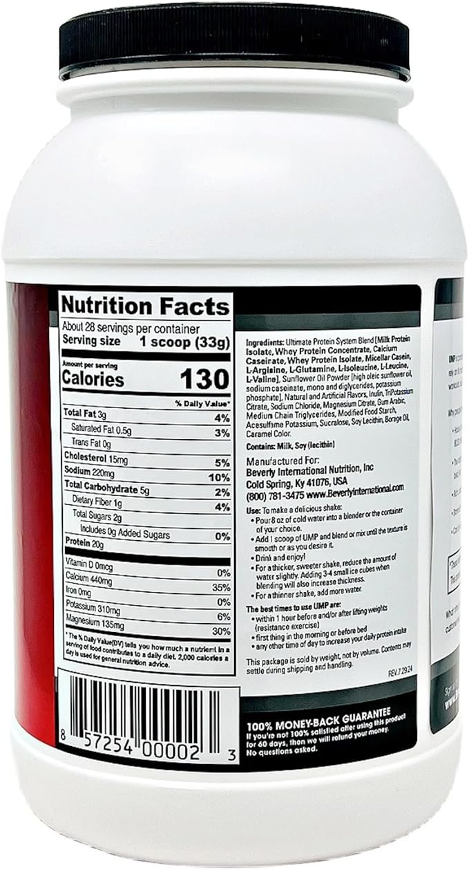 Beverly International UMP Protein Powder, Graham Cracker. Unique Whey-Casein Ratio Builds Lean Muscle Support. Easy to Digest. No Bloat. (32.8 oz) 2lb .8 oz