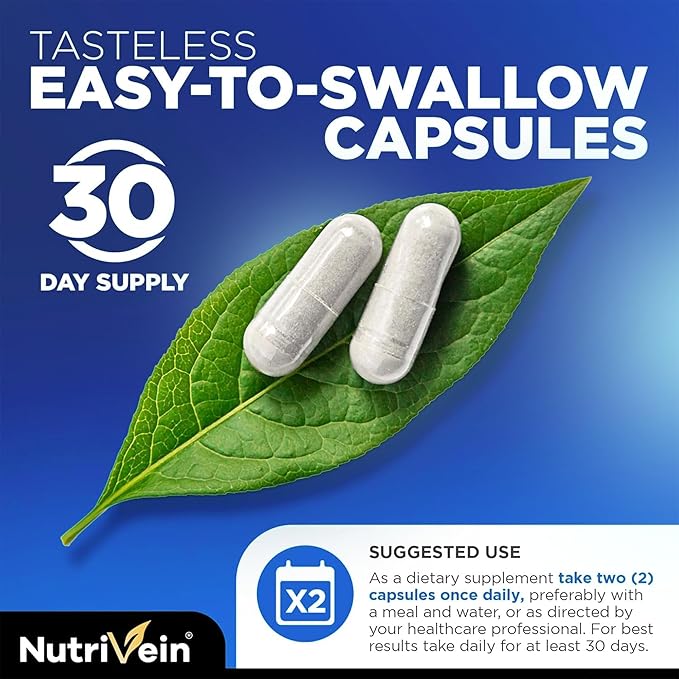 Nutrivein Premium NAD + Resveratrol Supplement 600 mg - 30 Servings (60 Capsules): Powerful Synergistic NAD Resveratrol Supplement - Aging, Cognition, Metabolism, & Overall Well-Being