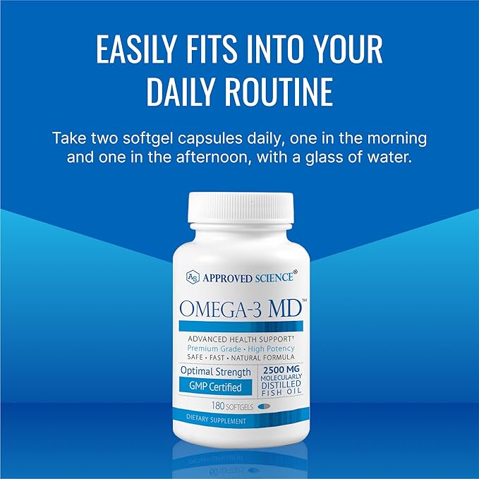 Omega-3MD - Fish Oil EPA & DHA - Improve Cognitive Health - 1 Bottle - 3 Month Supply