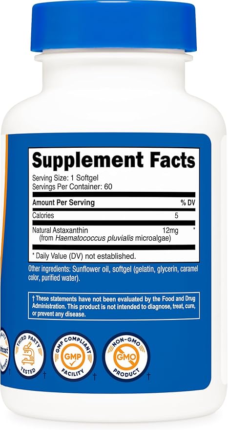 Nutricost Astaxanthin 12mg, 60 Softgels - Non-GMO and Gluten Free (2 Month Supply)