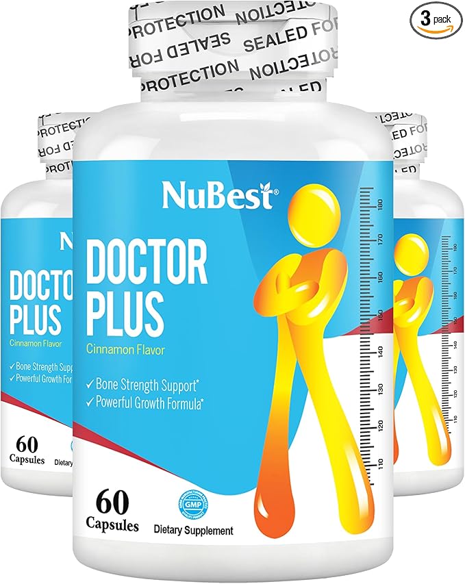NuBest Doctor Plus - Bone Growth Formula - Supports Growth, Bone Strength Pills with Calcium, Vitamins D3, Vitamin K2 (MK7) - Immunity and Overall Health for Children (10+) and Teens - 3 Pack