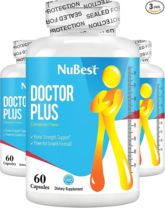 NuBest Doctor Plus - Bone Growth Formula - Supports Growth, Bone Strength Pills with Calcium, Vitamins D3, Vitamin K2 (MK7) - Immunity and Overall Health for Children (10+) and Teens - 3 Pack