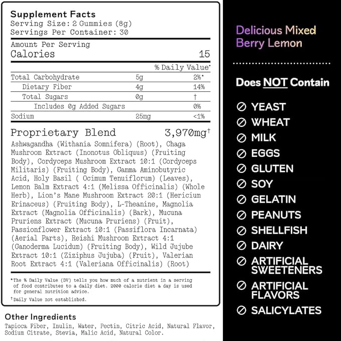 Barker Wellness Daytime & Nighttime Mushroom Gummies Bundle - Sugar-Free, Vegan with Reishi, Lion's Mane, Cordyceps - Focus, Energy, Relaxation & Sleep Support - 120 Count