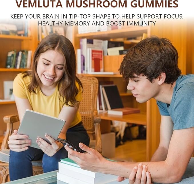 2 Packs 5000MG Mushroom Gummies -10 Blend Organic Mushroom Supplement containing Lion's Mane and Reishi for Brain and Immune Boosting, Blueberry Flavor, Non-GMO, 120 Counts