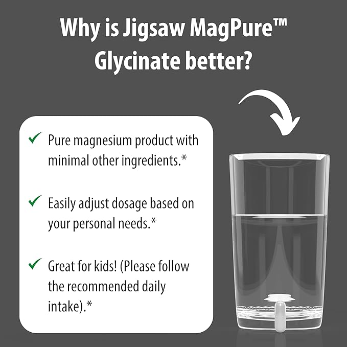 Jigsaw Health MagPure Glycinate | Premium Magnesium Glycinate Capsules | 120 Servings