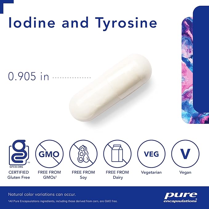 Pure Encapsulations Iodine and Tyrosine | Hypoallergenic Supplement for Enhanced Thyroid Support | 120 Capsules