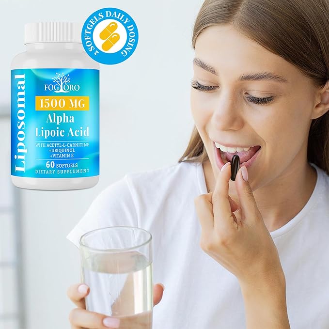 Fogoro Alpha Lipoic Acid 1500 mg-Liposomal ALA Supplement for Cellular Energy Production,Lipid Metabolism,Free Radical Scavenger,60 Softgels