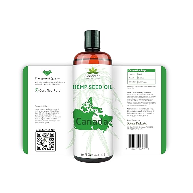 Hemp Seed Oil for Skin, Hair and Body Direct from Hemp Oil Canada - Cold Pressed Hemp Seed Oils 4 Gallon