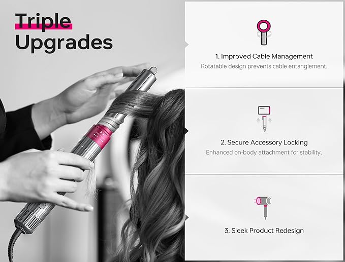 5 in 1 Professional Hot Air Styler, LC-dolida Powerful Hair Dryer & Straightener Set, Styling Without Heat Damage, Fast Drying Curling Volumizing Straightening, 110 Volts, 1200 Watts（Silver）