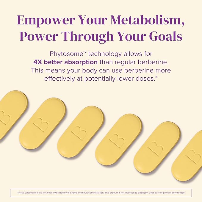 Barimelts Berberine Phytosome 550mg for GLP-1 Users and Bariatric Patients - Metabolism Support - 60 Smooth-Coated Caplets (1-Month Supply)