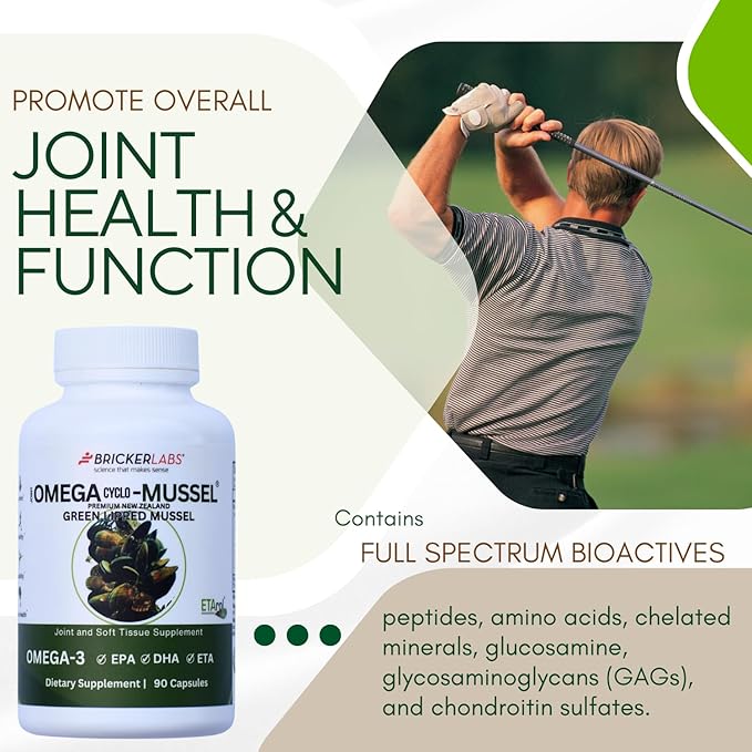 Omega Cyclo - Mussel Joint Health Supplement, Premium New Zealand Green Lipped Mussel, Full Spectrum Omega Joint Supplements for Joint Health and Comfort, 90 Capsules