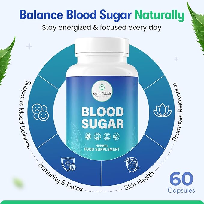 Blood Sugar Support Supplement – 60 Vegan Capsules | Herbal Supplement with Moringa, Cinnamon, Ginger, Neem & Fenugreek | Plant-Based Wellness Supplement - Serving: 2 Capsules/Day