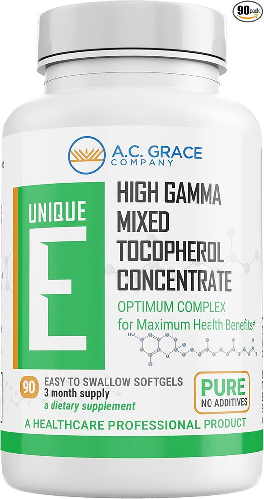 UNIQUE E A.C. Grace Company, Mixed Tocopherols Concentrate Softgels, 90 Count