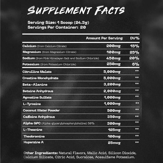Pre Workout Supplement - Fitness Supplements, Workout Supplements - Energy Supplement for Men and Women - 350 mg Caffeine - Green Grizzly