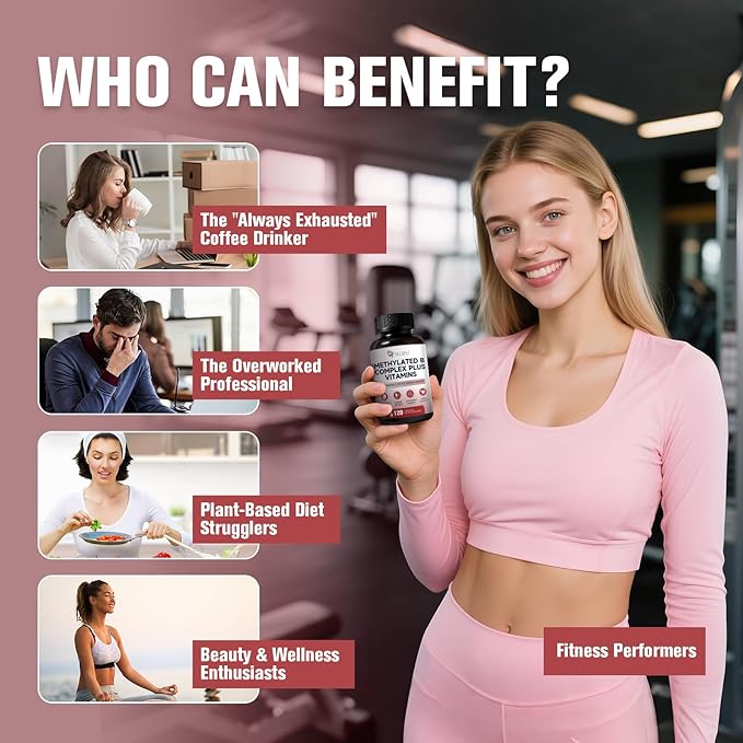16-in-1 Methylated Multivitamin Plus, Methylated B Complex with Vitamin B12 & Methylfolate, B1-B7, CoQ10 & Alpha Lipoic Acid, Vitamin B Complex for Energy, Brain, Heart, Immunity& Antioxidant,120 Caps