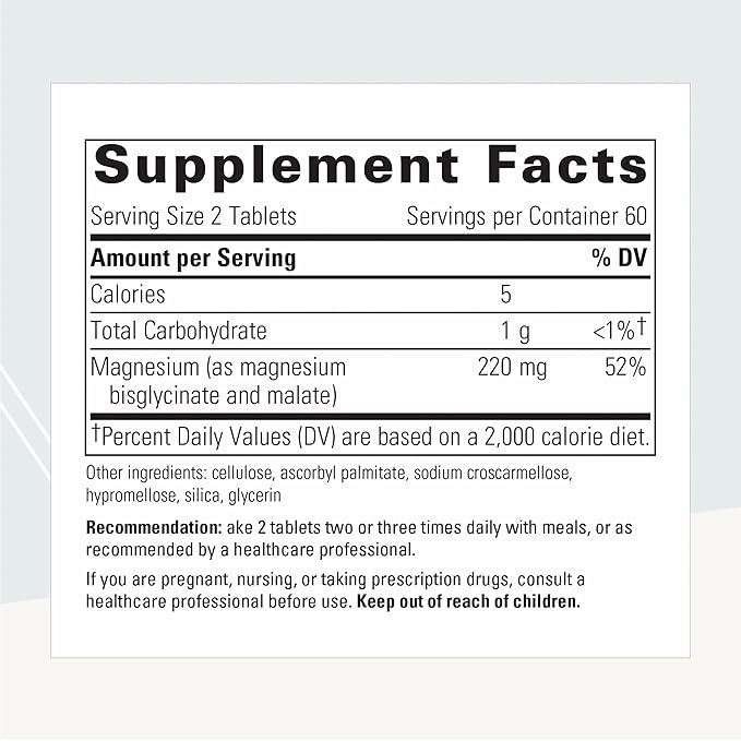 Integrative Therapeutics Magnesium Glycinate Plus - Brain Function Support Supplement for Adults* - Supports Heart and Muscular Function* - Dairy-Free & Gluten-Free - 120 Count (60 Servings)