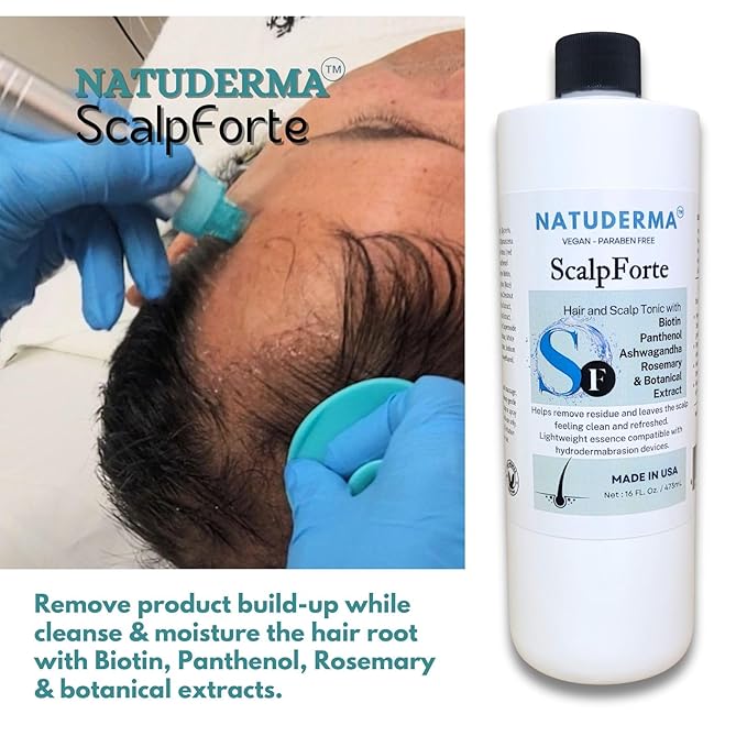 Scalpforte Hair and Scalp Tonic with Biotin & Panthenol for Thicker-Looking Hair, Serum for Hydrodermabrasion Machine to Cleanse, Hydrate and Moisturize the Scalp (16 Oz)