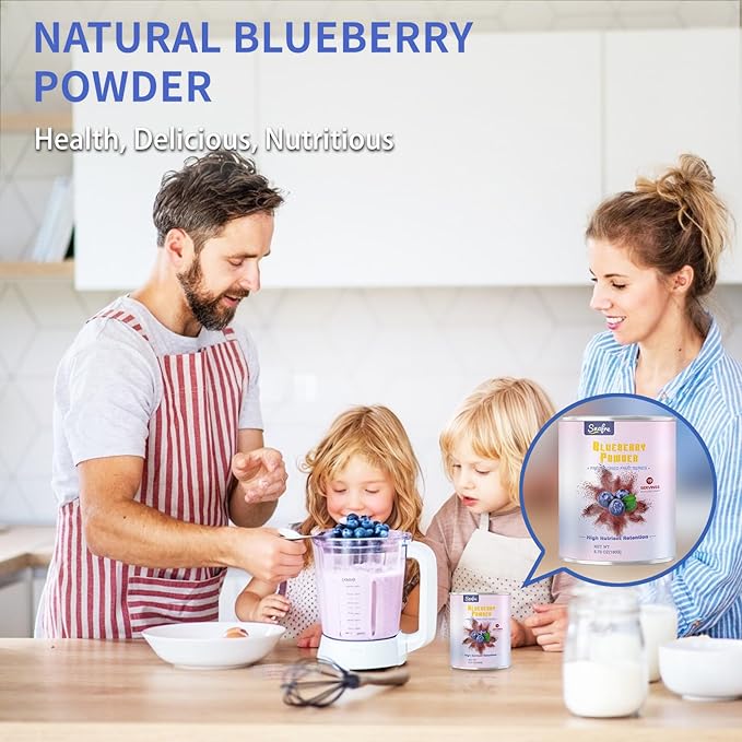 Blueberry Powder, 6.7OZ Freeze Dried Blueberry Pow der, Freeze Dried Fruit Powder, No Sugar & Additives, Great for Oatmeal, Cereal, Yogurt, Ice Cream, Pudding, Cookies, Cakes