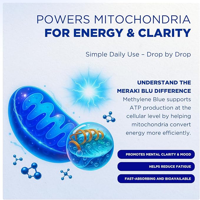 Meraki Methylene Blue – Pharmaceutical Grade Cognitive and Cellular Support – Third-Party Verified Brain Health Dietary Supplement for Humans – 30ml Dropper Bottle