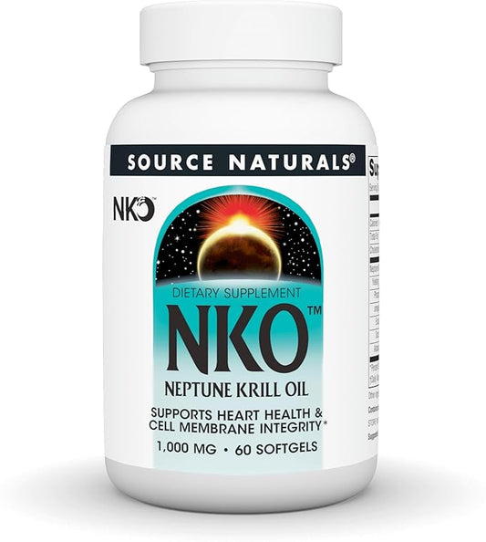Source Naturals NKO Neptune Krill Oil, Supports Heart Health and Cell Membrane Integrity*, 1,000 mg - 60 SoftGels