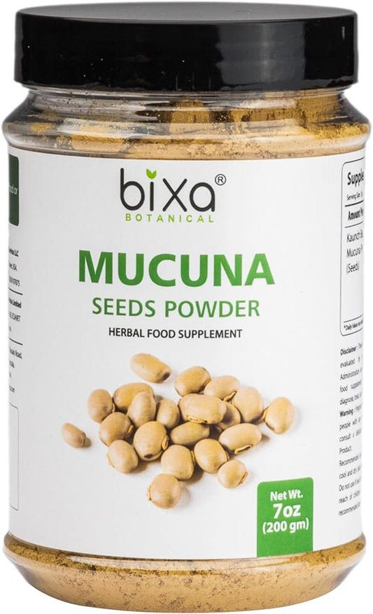 bixa BOTANICAL Mucuna Pruriens Powder | Velvet Bean Powder | Kapikacchu ǀ Ayurvedic Herbal Supplement ǀ Energy Booster | 200 Grams / 7 OZ | Gluten Free, Non-GMO, Steam Treated, Vegan, 100% Pure.