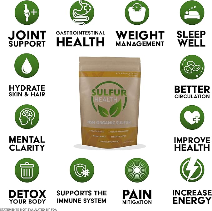 MSM Organic Sulfur - 99.9% Pure MSM Supplement - Lab-Tested & Certified (1 Pound)
