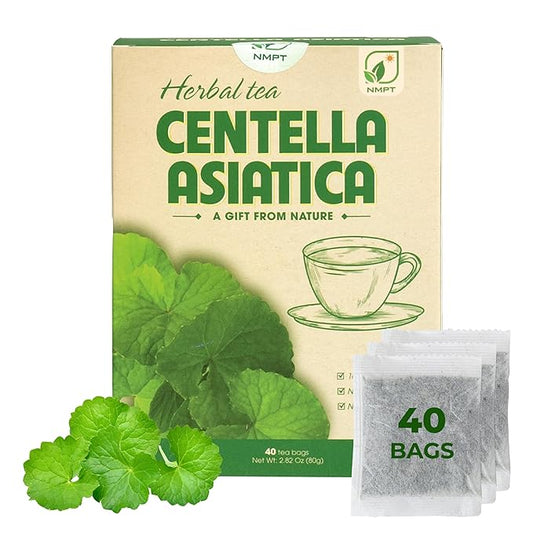 NMPT Centella Asiatica Leaf Tea, 100% Hand Pick, Organic Herbal Tea, 40 Count, Freeze Drying, Gluten Free, Dairy Free, No Sugar Added, Energy Boost & Health Support, 0.07 Oz Each