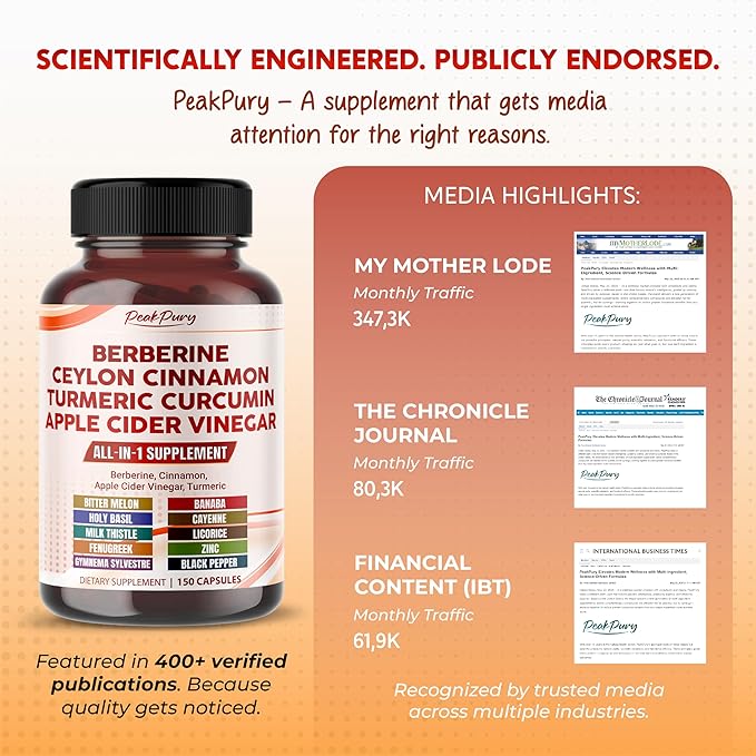 Berberine Cinnamon Apple Cider Vinegar Turmeric - Overall Wellness Support- Made in USA