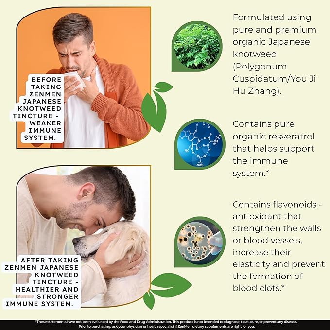 Japanese Knotweed Premium Resveratrol USDA 3rd Party Tested Tincture 60ml/2.32 Oz - 1:3 Clinical Strength Ratio - Tick Wellness Aid and Immune Support Supplement - Made in The USA