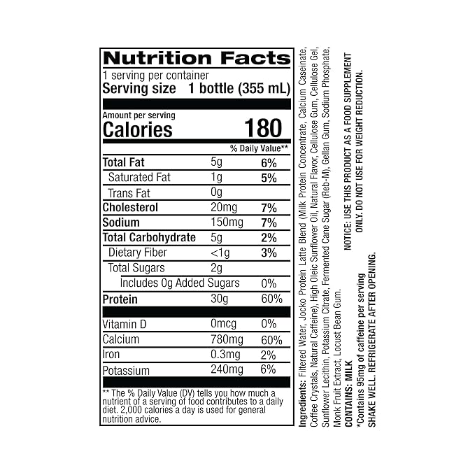 Jocko Fuel Mölk 30g Grass Fed Protein Shakes - No Added Sugar Protein Drinks KETO Friendly - Ready to Drink 12 FL Oz (Pack of 12) Sweet Cream Coffee