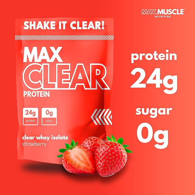 Max Clear Protein | 24g Protein | Clear Whey Isolate | Promotes Muscle Growth, Strength and Recovery (Strawberry)