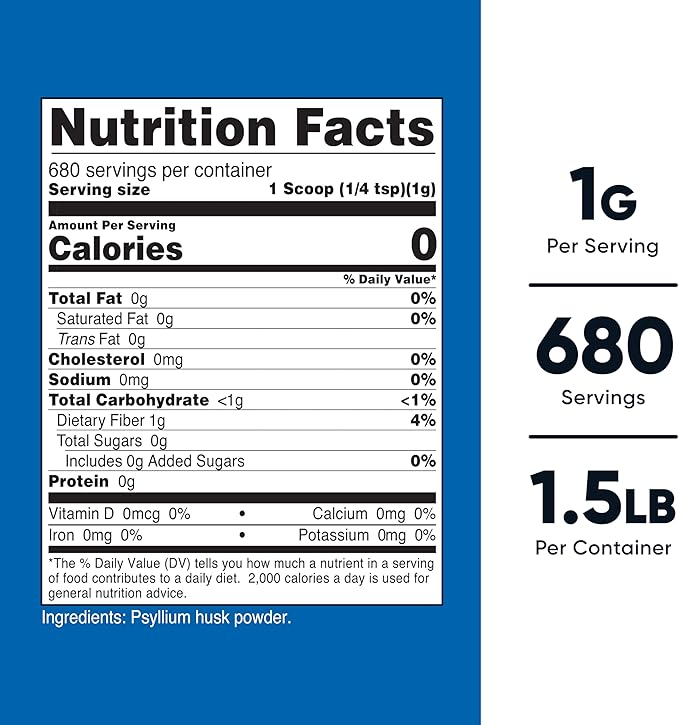 Nutricost Psyllium Husk Powder (1.5 Pounds) - GMO-Free, Gluten-Free