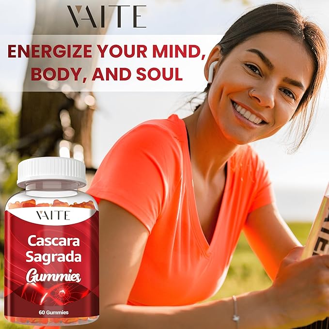 Cascara Sagrada Gummies - Fiber Blend with Psyllium Husk, Ginger & Fennel Seed, Gentle Bowel Support & Gut Comfort, Vegan Herbal Support Gummy for Adults, Encourages Digestive Comfort, 60 Chewables