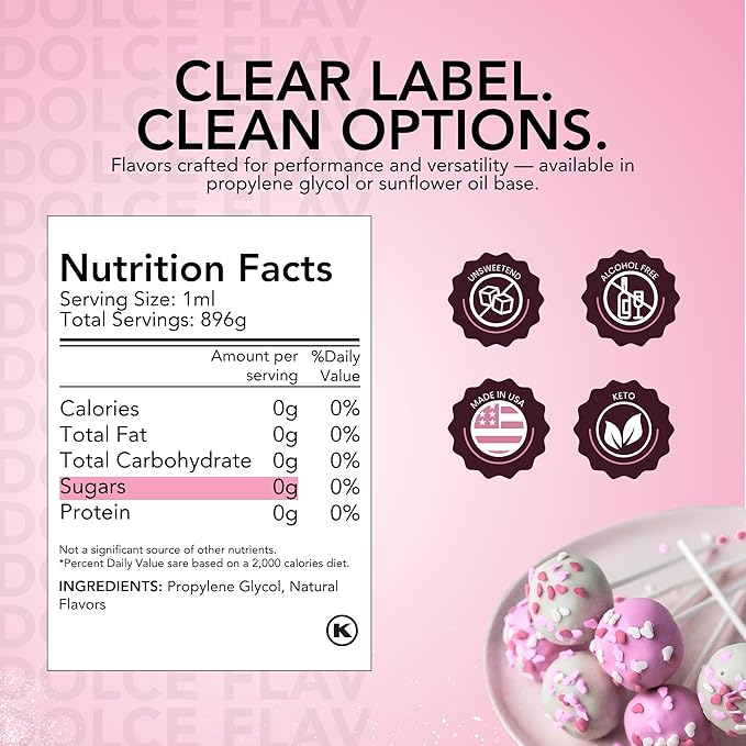 Dolce Flav Cake Batter Flavoring – 32 oz. – Premium Water-Based Extract for Ice Cream, Desserts, Boba, Beverages & Baked Goods | Perfect for Bakeries, Cafés & Restaurants