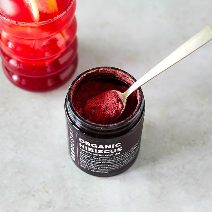 Erbology Organic Hibiscus Powder 3.2 oz - 45 Servings - Destress - Sustainably Sourced Straight from Farm in India - Small Batch - Vegan - GMO-Free