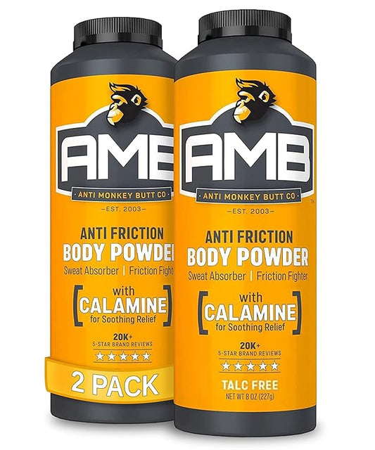 Anti Monkey Butt Body Powder for Women & Men - Talc-Free, Hypoallergenic Formula for Anti-Chafing & Anti-Itch Relief - Absorbs Sweat & Fights Friction with Calamine - 8 oz