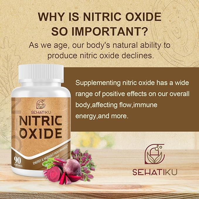 Nitric Oxide Supplement, Nitric Oxide Booster & 6-in-1 Phytonutrient Blend for Heart, Flow, Immune - 90 Capsules (1 Bottle)