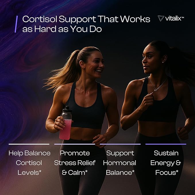 Vitalix Cortisol Cocktail–Premium Calm Drink Mix | Cortisol Supplements for Women & Men + Cortisol Detox | Ashwagandha KSM 66, Magnesium Glycinate, L Theanine | Raspberry Lemonade – 30 Servings