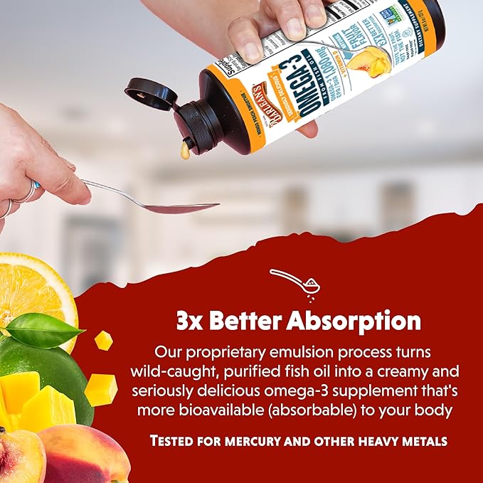 Barlean's Omega 3 Fish Oil Liquid Supplement 3-Flavor Variety Pack for Men and Women, EPA and DHA Fatty Acid, Includes Key Lime Pie, Lemon Crème and Mango Peach Flavors, 8 oz