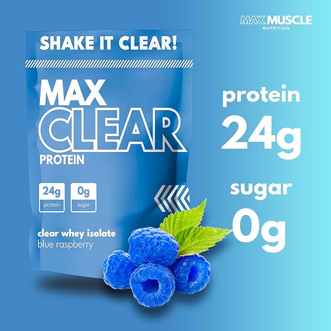Max Clear Protein | 24g Protein | Clear Whey Isolate | Promotes Muscle Growth, Strength and Recovery (Blue Raspberry)