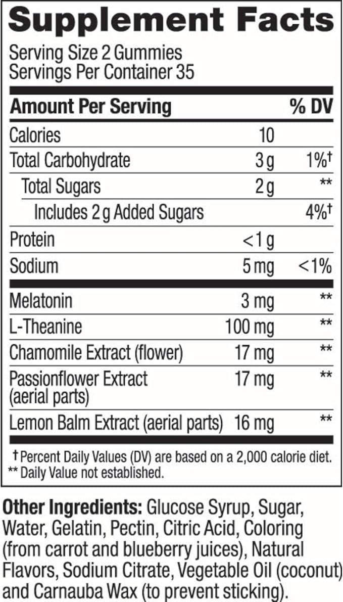 OLLY Sleep Gummy, 3 mg Melatonin, L-Theanine, Chamomile, Lemon Balm, Sleep Aid, Blackberry - 70 Count
