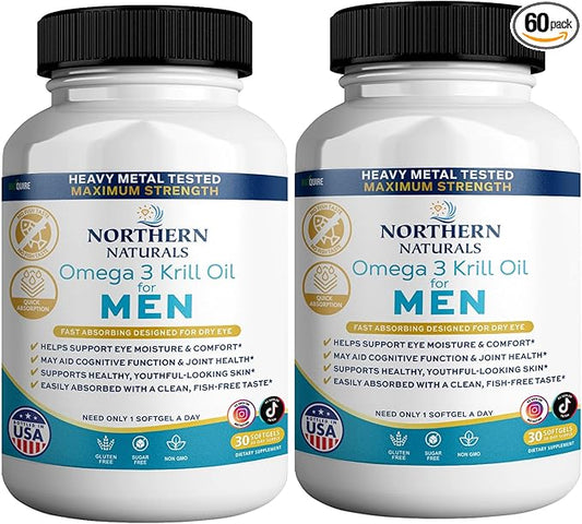 Northern Naturals Omega 3 Krill Oil for Men, 500mg, 30 Softgels, Fish-Free Taste, Supports Eye, Brain and Joint Health (2)
