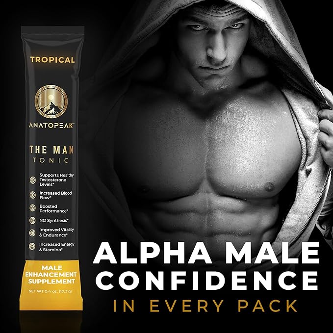 Male Enhancing Supplement Powder – Testosterone Supplement for Men with Tongkat Ali, Maca Root, Horny Goat Weed Powder, Beet Root & L-Citrulline – Nitric Oxide Enhancer (12 Stick Packs) - Tropical