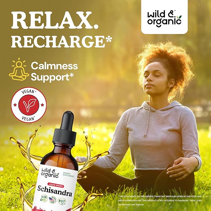 Wild & Organic Schisandra Berry Extract Drops 500 mg - Relaxing Schisandra Supplement - Liquid Chinensis Tincture - Vegan, Sugar & Alcohol-Free - 2 fl oz