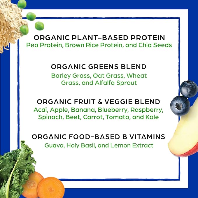 Orgain Organic Vegan Meal Replacement Protein Powder, Vanilla Bean - 20g Plant Based Protein, Gluten Free, Dairy Free, Lactose Free, Soy Free, No Sugar Added, For Smoothies & Shakes - 2.03lb