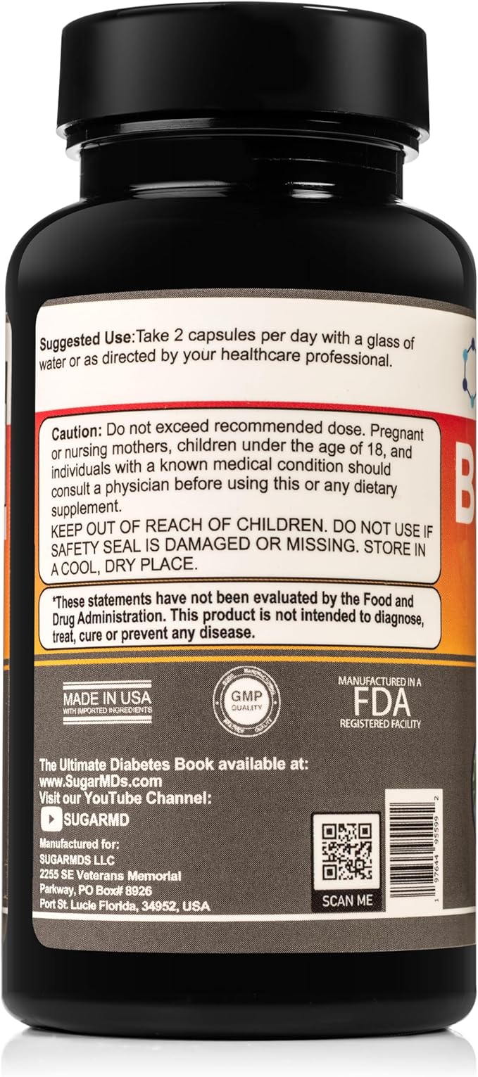 SugarMD Super Berberine Supplement – 250mg GlucoVantage Dihydroberberine with Ceylon Cinnamon - 5X More Absorbable Than Regular Berberine – 30 Capsules (30 Day Supply)