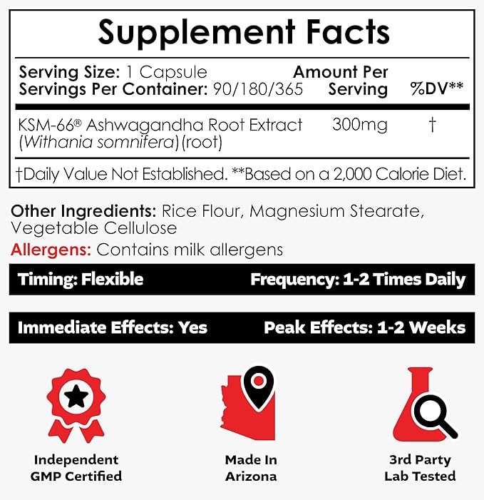 Nootropics Depot KSM-66 Ashwagandha Capsules | 300mg | 180 Count | Withania somnifera Extract | Ayurvedic Herb | Adaptogen Supplement | Stress + Promote Relaxation* | Energy, Memory + Focus*