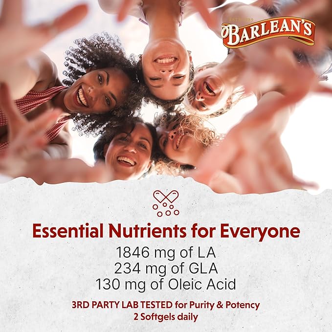 Barlean's Evening Primrose Oil Softgels with Gamma-Linolenic Acid (GLA) - Non-GMO, Gluten-Free - 60-Softgels