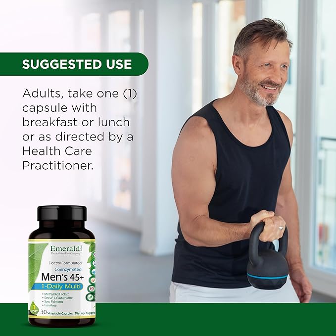 EMERALD LABS Men's 45+ 1-Daily Multi - Made with Saw Palmetto, Lycopene & More for Heart, Bone & Immune Support* - Gluten-Free - 30 Vegetable Capsules