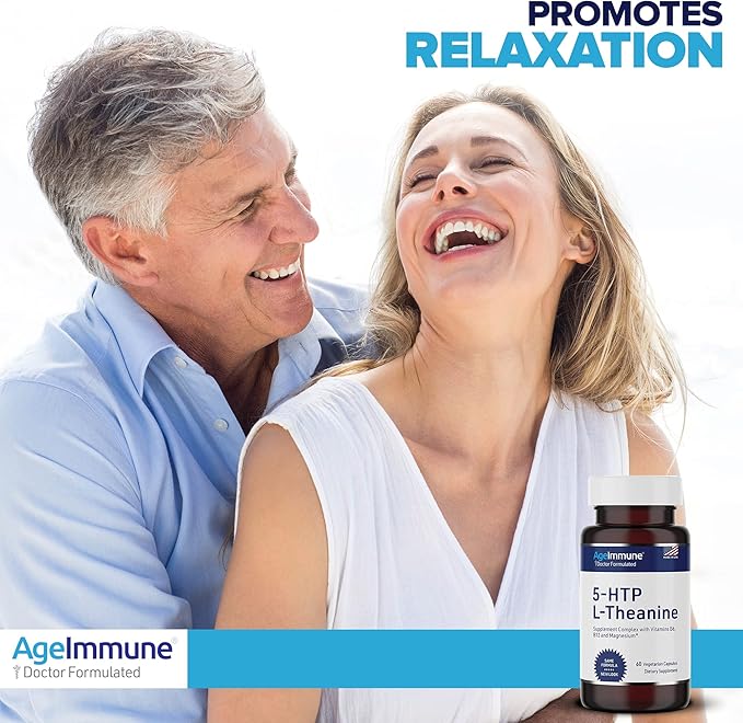 5-HTP Formula for Stress Relief and relaxation support for Teens and Adults with 5-HTP, L-Theanine, Vitamin B6, Vitamin B12, Magnesium - Doctor Formulated - Magnesium Stearate Free - 60 capsules.